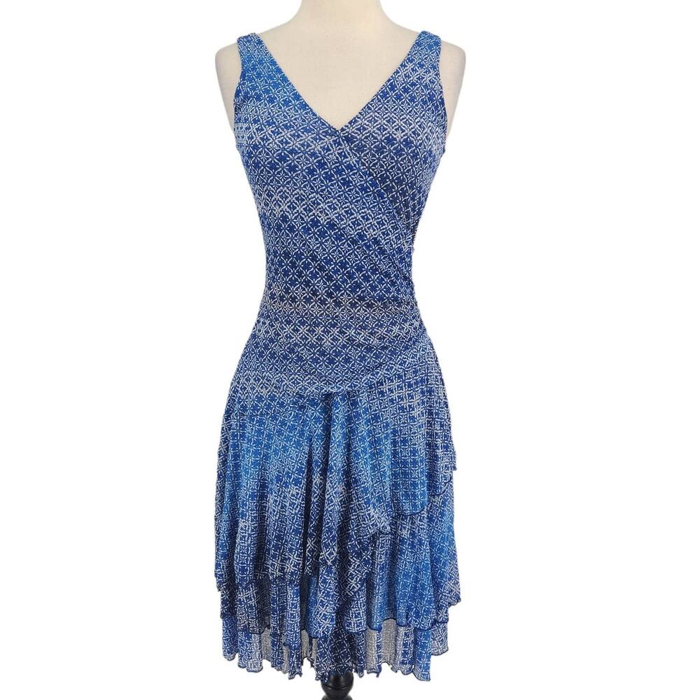 DVF Diane Von Furstenberg Pippa Silk Dress Blue Print Size Small
